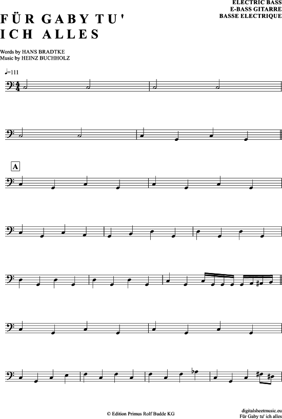 Product gallery: Page 1 of 4 Für Gaby tu ich alles , Böttcher, Gerd, Bass Guitar