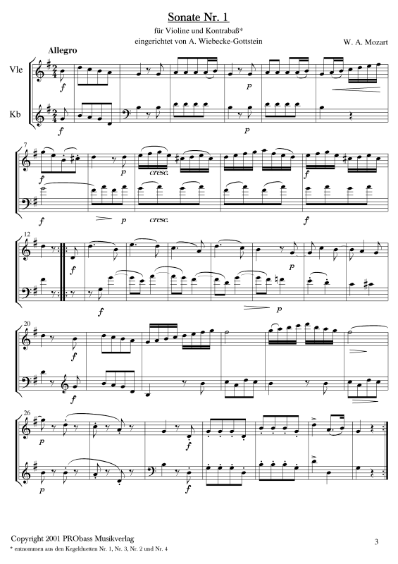 gallery: Sonate Nr. 1, , Violine und Kontrabass