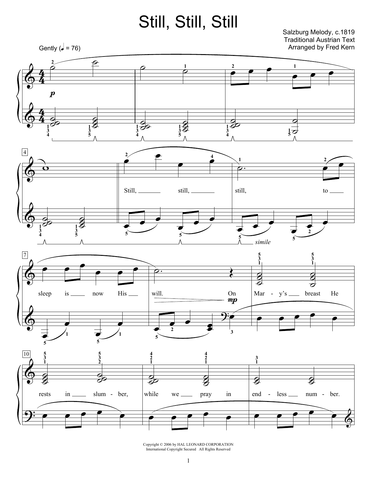Produktbild zu: Still, Still, Still (arr. Fred Kern)