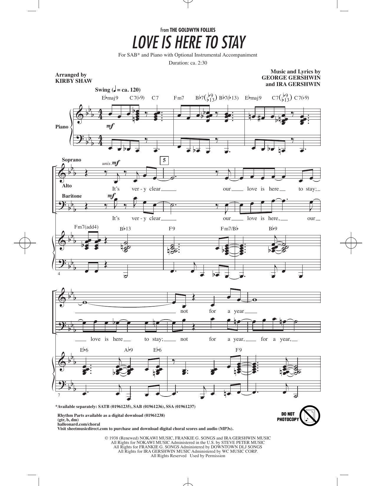Produktbild zu: Love Is Here To Stay (arr. Kirby Shaw)