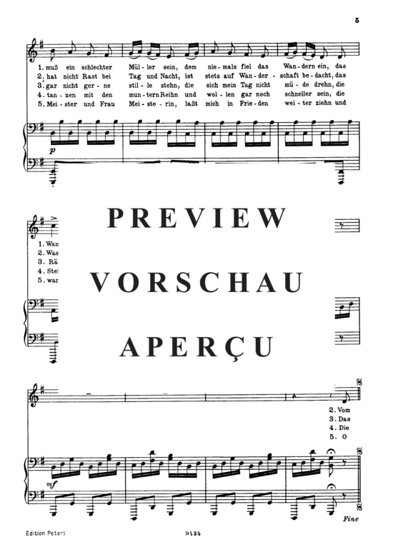gallery: Das Wandern D.795-1 in G major (Die Schöne Müllerin) , ,  (Gesang tief + Klavier)