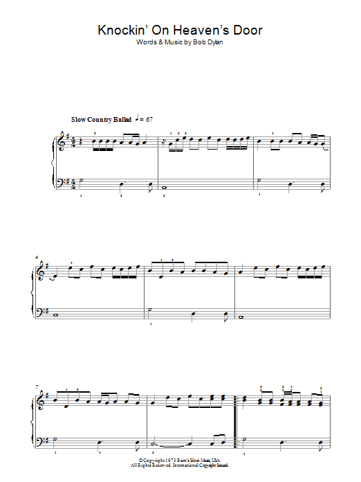 Produktgalerie: Seite 1 von 1 Knockin' On Heaven's Door, Bob Dylan, Klavier