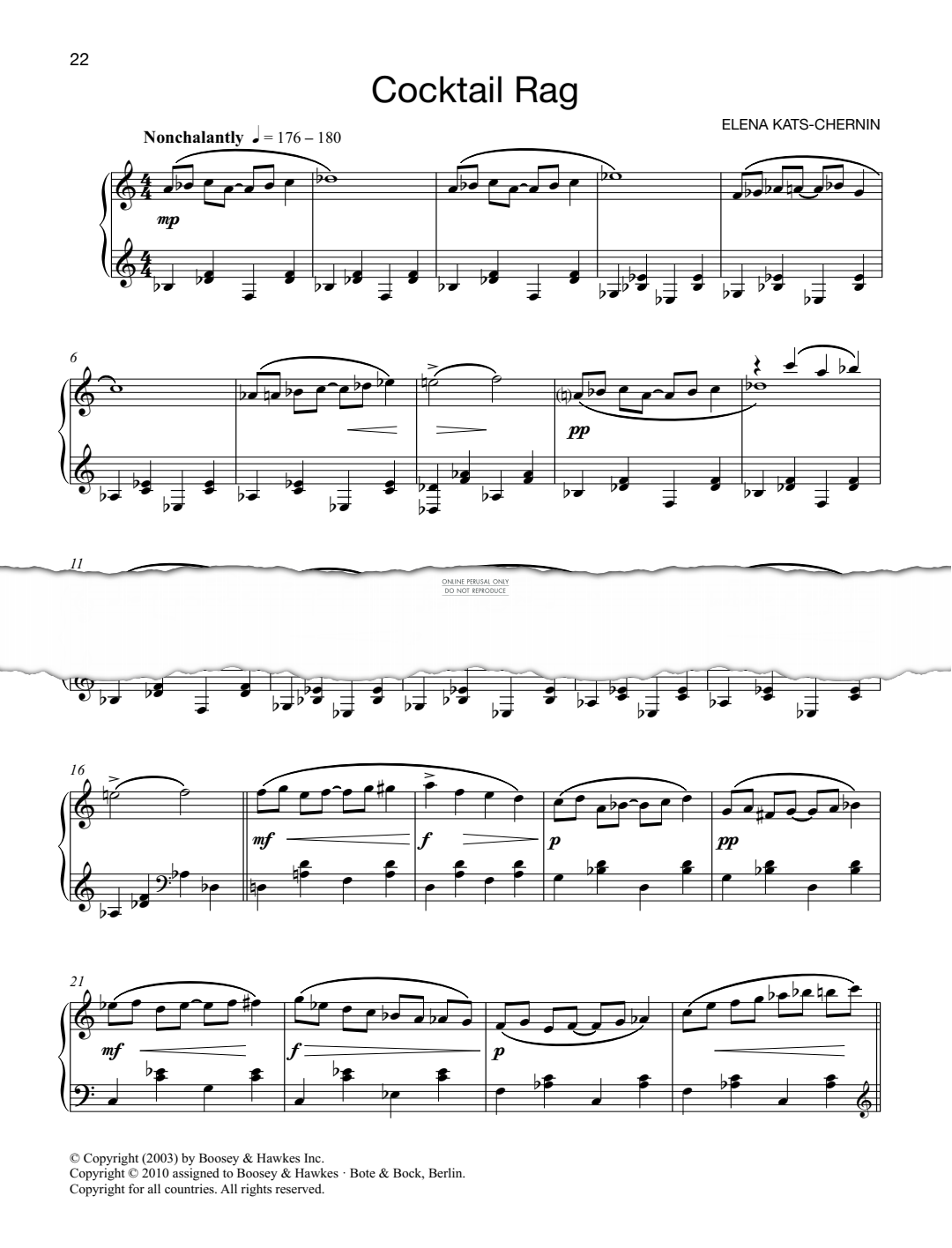 Produktgalerie: Seite 1 von 1 Cocktail Rag (from Four Bassoon Rags), Elena Kats-Chernin, Klavier