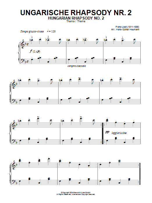 Product gallery: Page 1 of 1 Hungarian Rhapsody (Ungarische Rhapsody) No.2, Franz Liszt
