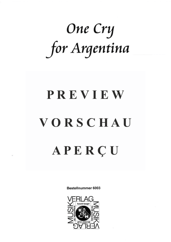 gallery: One Cry For Argentina - Suite für Melodieinstrument & Gitarre, , A-Klarinette und Gitarre - Partitur