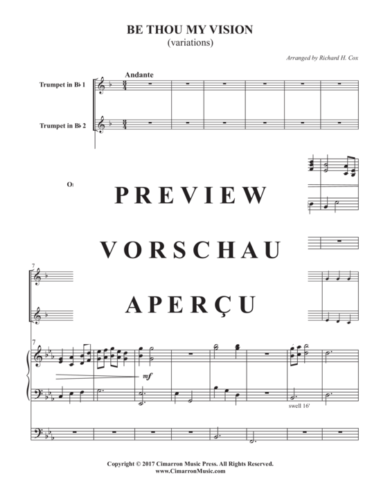 Product gallery: Page 3 of 10 Be Thou My Vision (variations) , , Trio for 2 Trumpets in B-flat and Organ/Piano