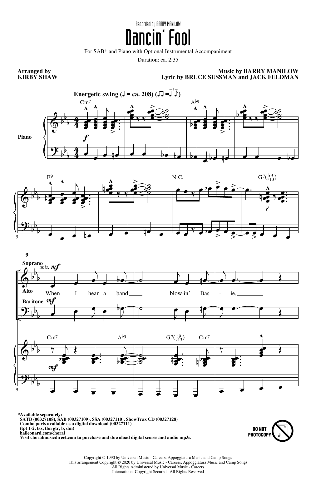 Produktbild zu: Dancin' Fool (arr. Kirby Shaw)