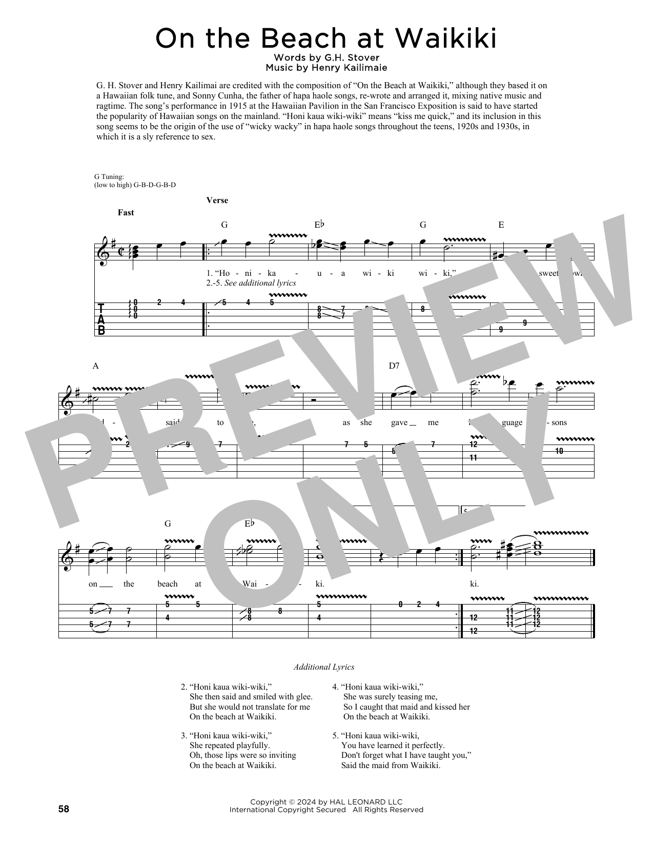 Product picture to: On The Beach At Waikiki (arr. Fred Sokolow)