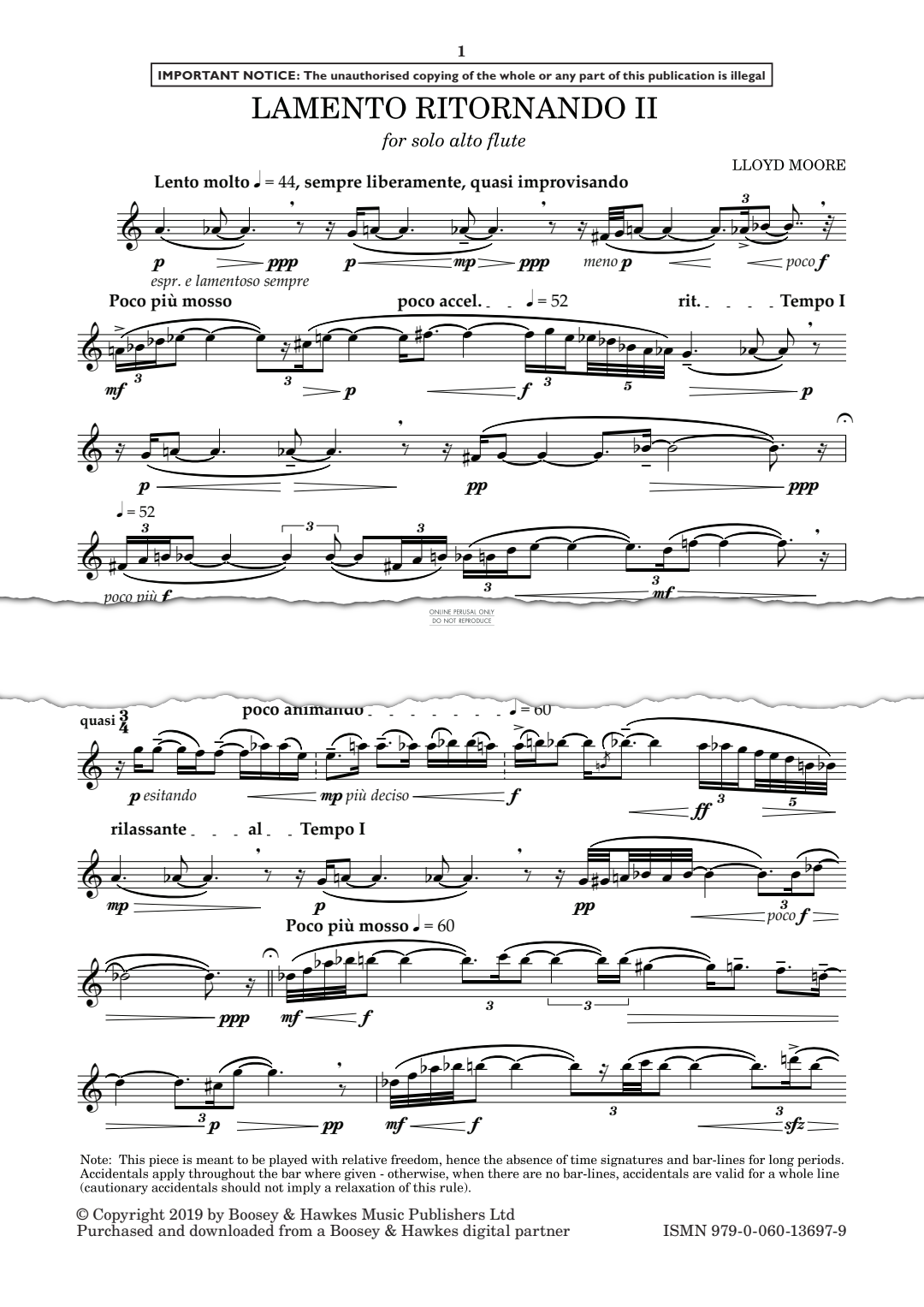 Produktgalerie: Seite 1 von 1 Lamento ritornando II, Lloyd Moore, Flöte