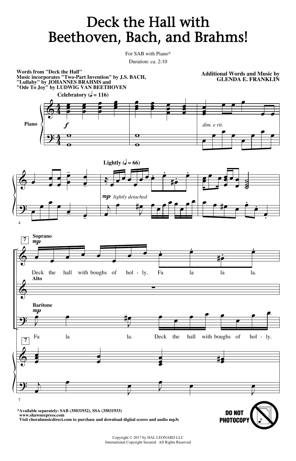 Produktgalerie: Seite 1 von 1 Deck The Hall With Beethoven, Bach, and Brahms!, Glenda E. Franklin, Chor