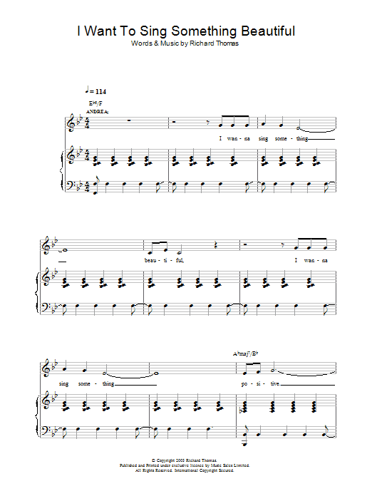 Product picture to: I Want To Sing Something Beautiful (from Jerry Springer The Opera)