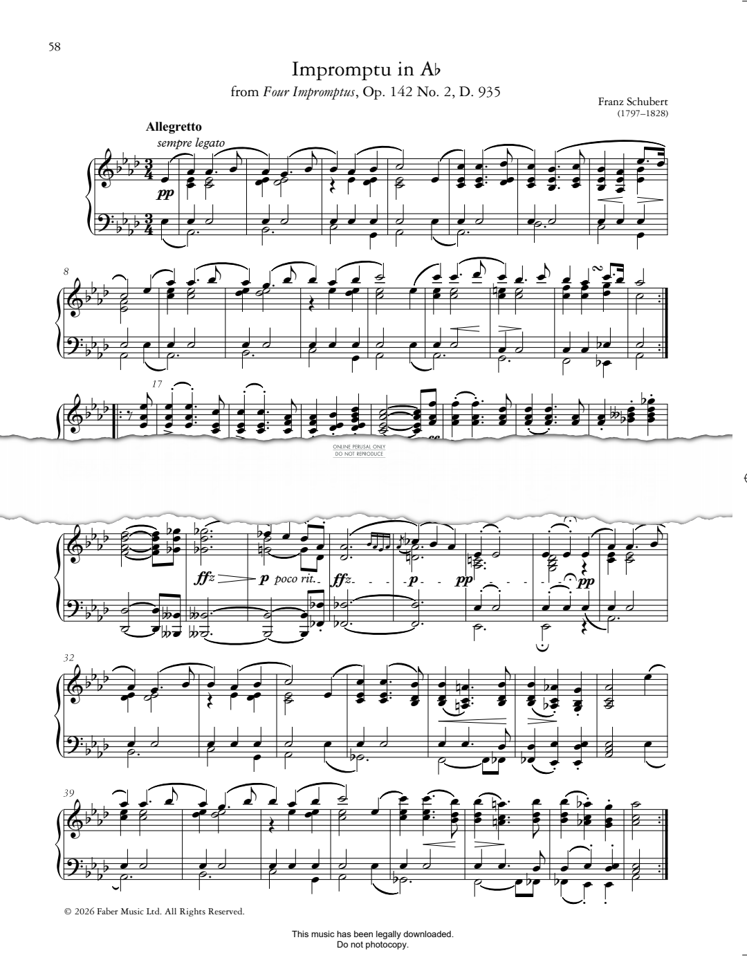Produktbild zu: Impromptu in A flat (from 'Four Impromptus, Op.142 No.2, D. 935')