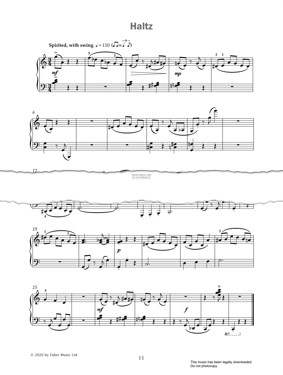 Produktgalerie: Seite 1 von 1 Haltz (from 'Improve Your Sight-Reading! A Piece a Week Piano Grade 6'), Paul Harris, Klavier
