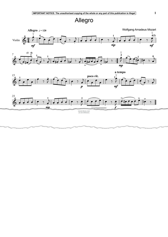 Produktgalerie: Seite 1 von 1 Allegro, Wolfgang Amadeus Mozart, Keyboard, Violine