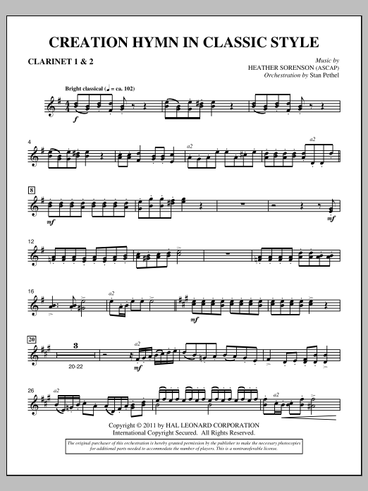 Product picture to: Creation Hymn In Classic Style - Bb Clarinet 1,2