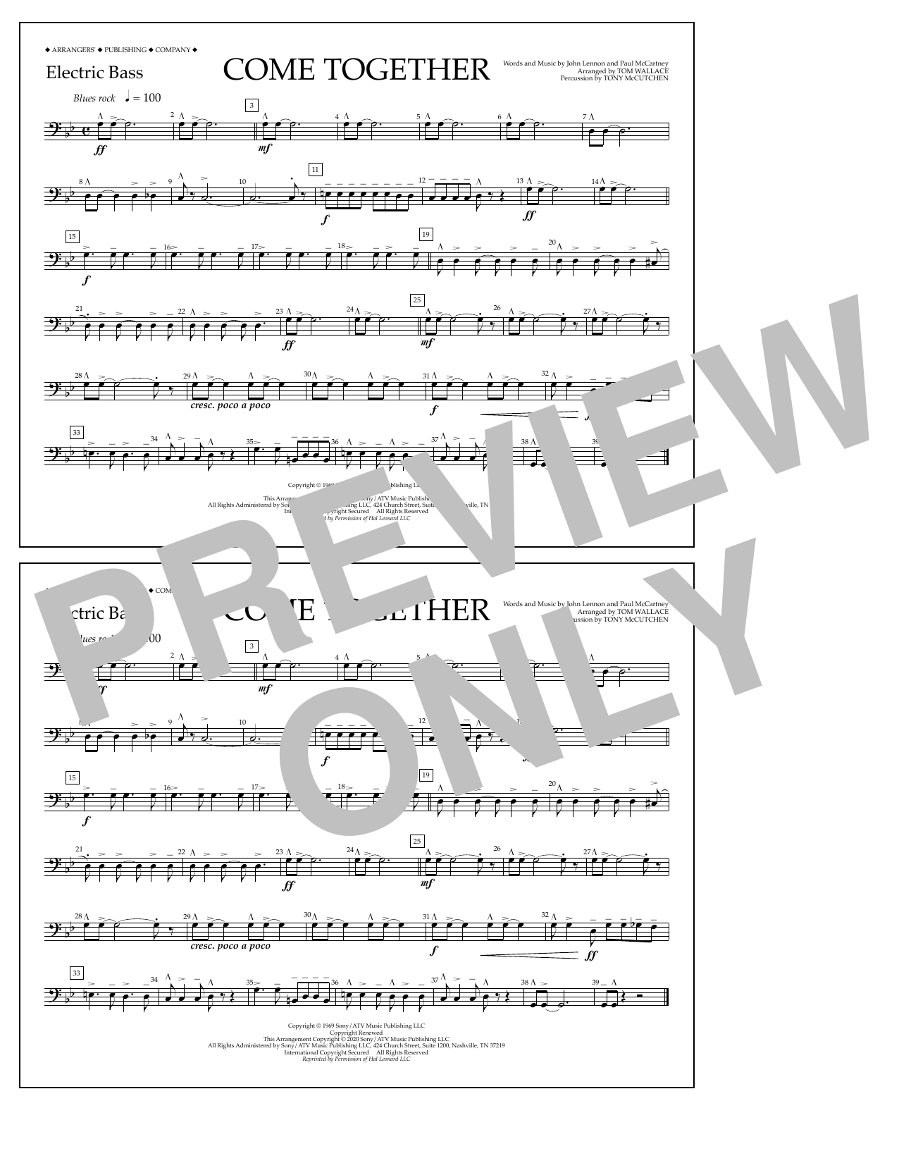 Produktbild zu: Come Together (arr. Tom Wallace) - Electric Bass