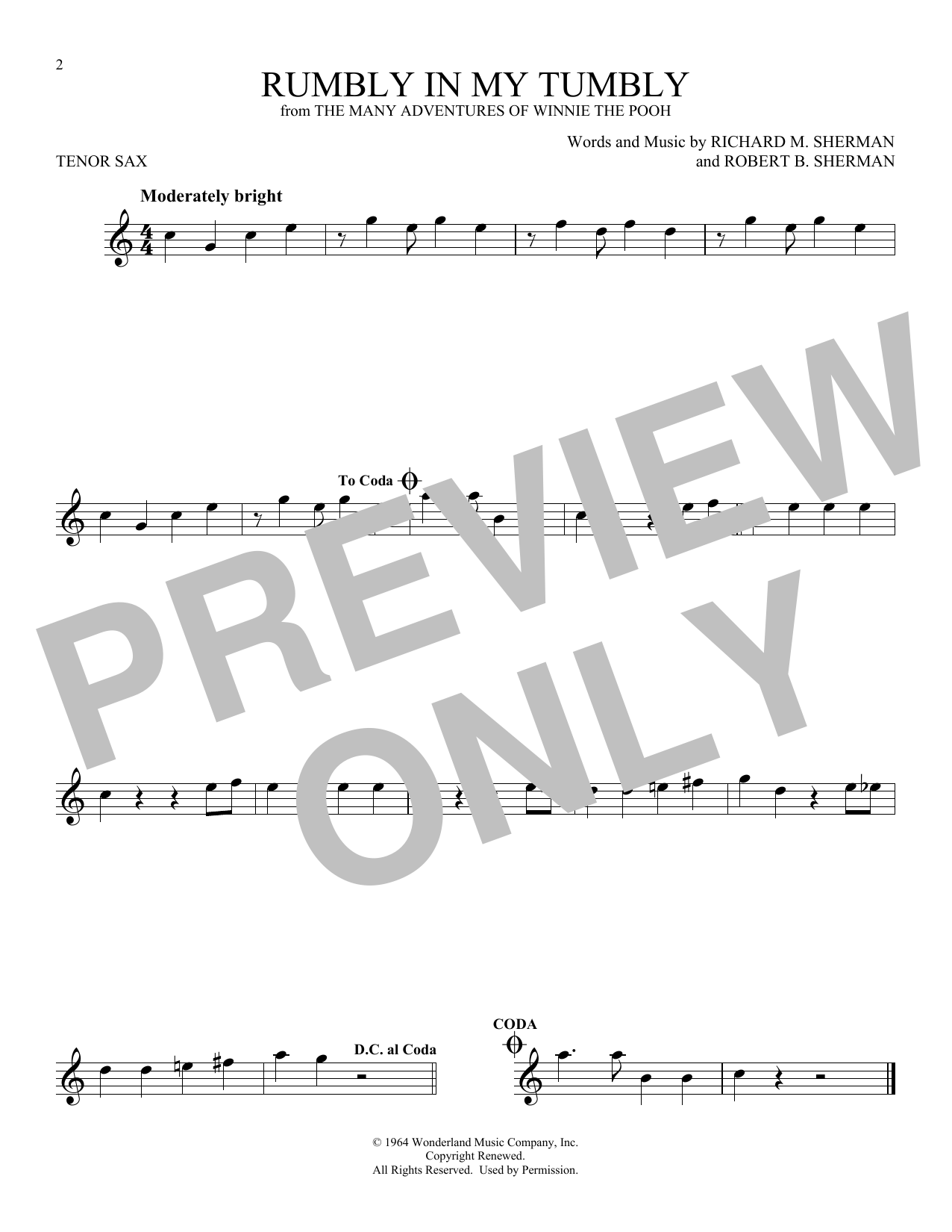 Product gallery: Page 1 of 1 Rumbly In My Tumbly (from The Many Adventures Of Winnie The Pooh), Sherman Brothers