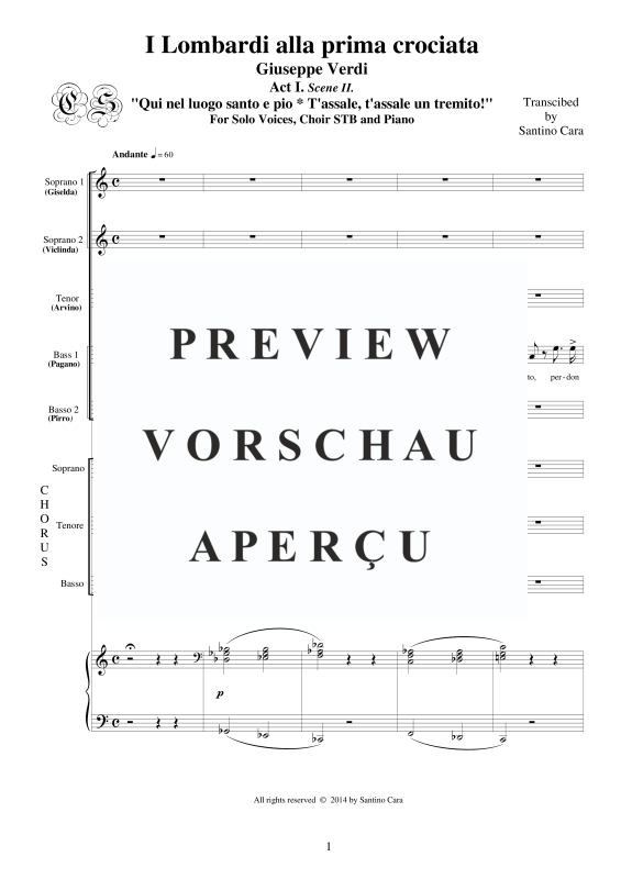 Produktgalerie: Seite 2 von 11 I Lombardi - (Act1-II) Qui nel luogo santo e pio, , Gemischter Chor und Klavier