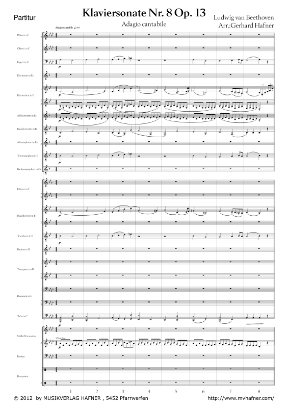 Product gallery: Page 1 of 11 Adagio cantabile - Klaviersonate Nr. 8, , (large wind orchestra)