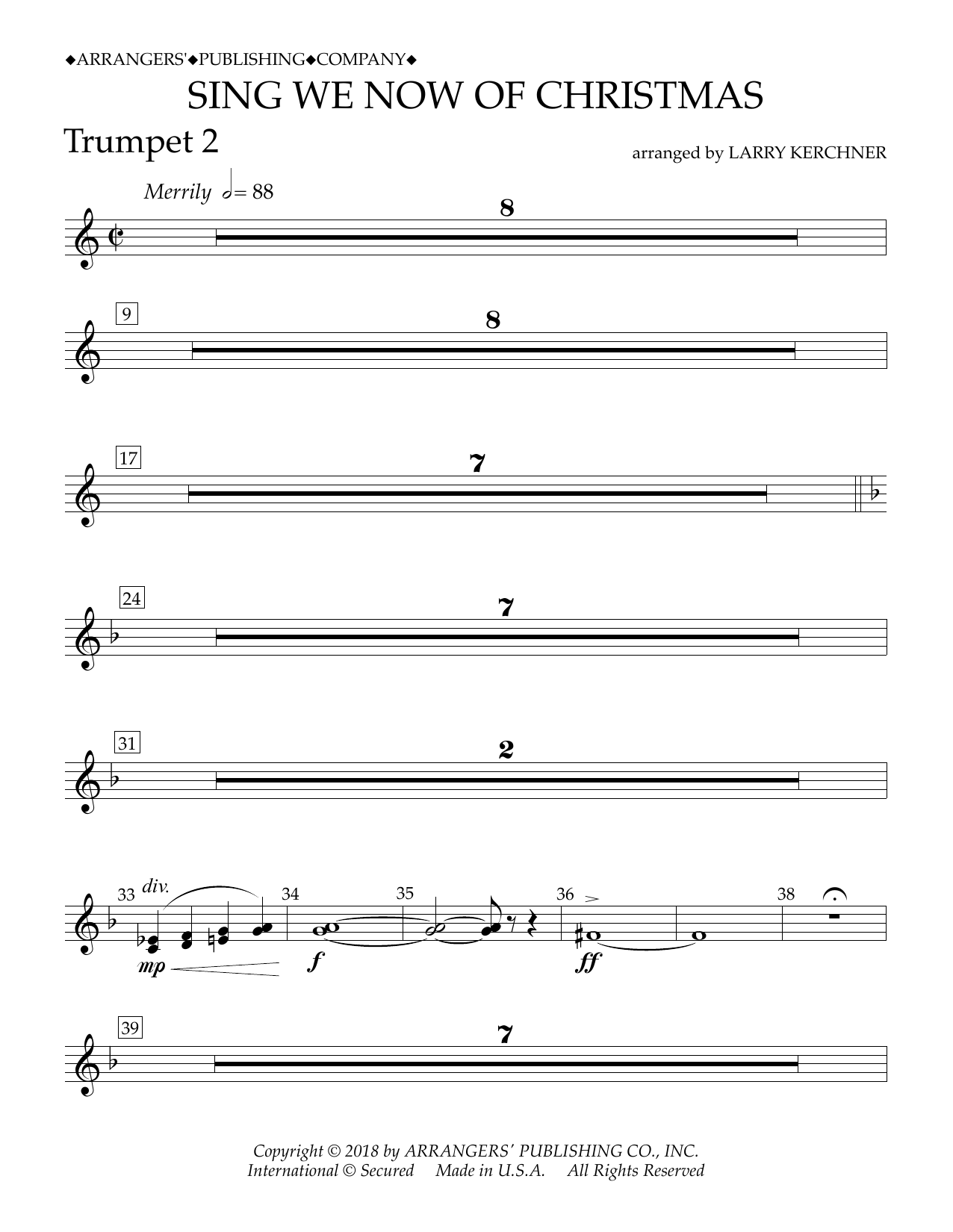 Product picture to: Sing We Now of Christmas (arr. Larry Kerchner) - Bb Trumpet 2