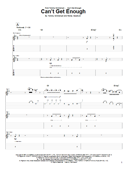 Product gallery: Page 1 of 1 Can't Get Enough, Tommy Emmanuel