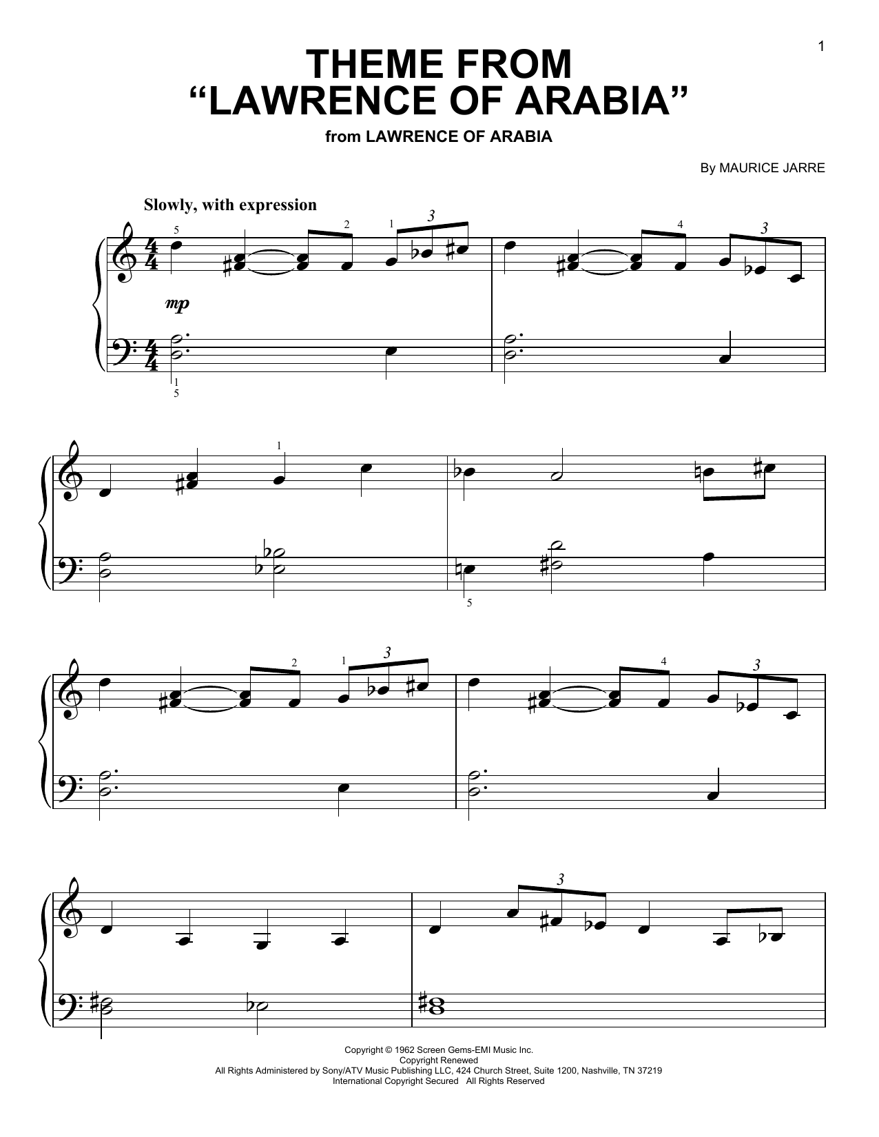 Produktgalerie: Seite 1 von 1 Theme From "Lawrence Of Arabia", Maurice Jarre, Klavier