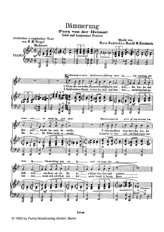 Produktbild zu: Dämmerung Fern von der HeimatLied und Foxtrott