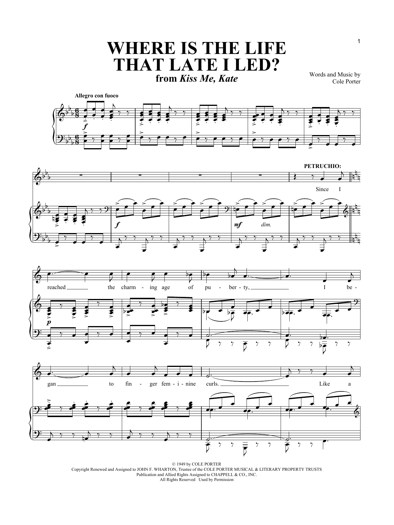 Product picture to: Where Is The Life That Late I Led? (from Kiss Me, Kate)