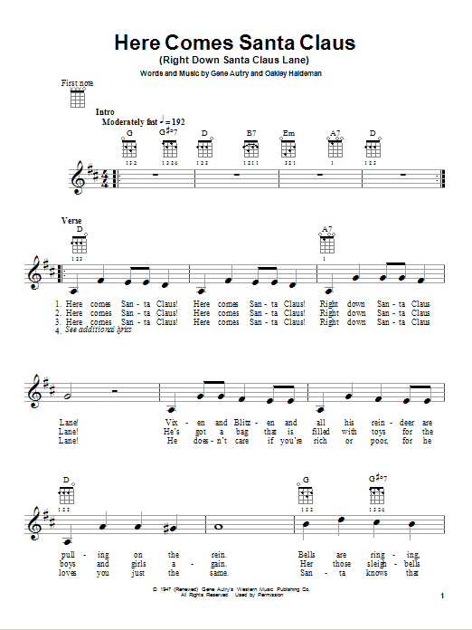 Product gallery: Page 1 of 1 Here Comes Santa Claus (Right Down Santa Claus Lane), Gene Autry