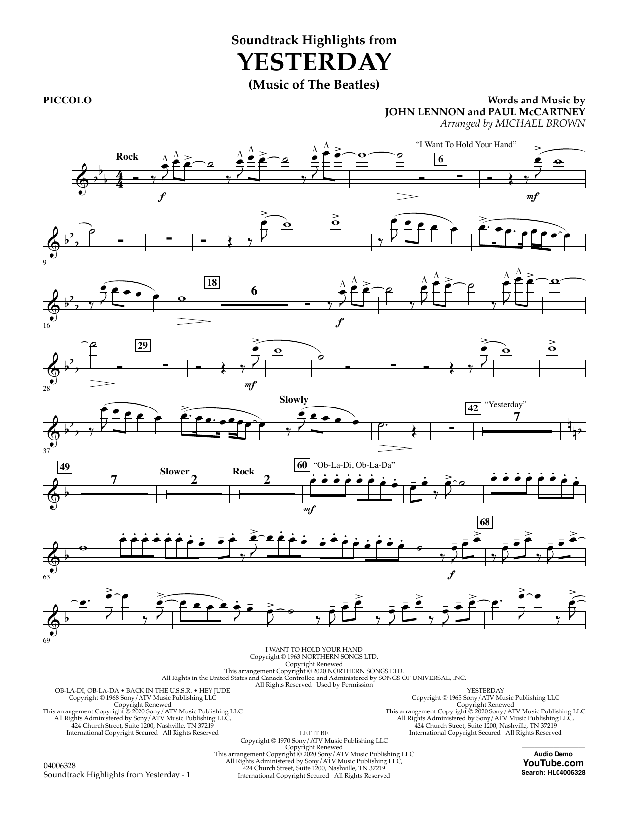 Produktgalerie: Seite 1 von 1 Highlights from Yesterday (Music Of The Beatles) (arr. Michael Brown) - Piccolo, The Beatles, Ensemble