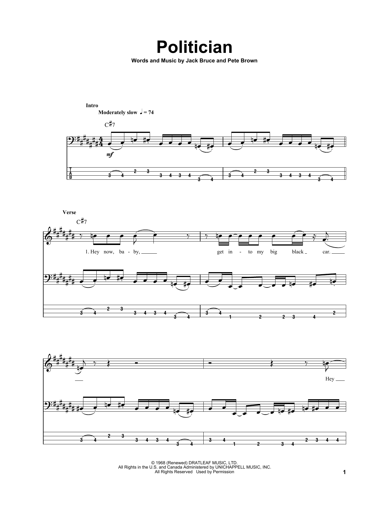 Produktgalerie: Seite 1 von 1 Politician, Cream, E-Bass