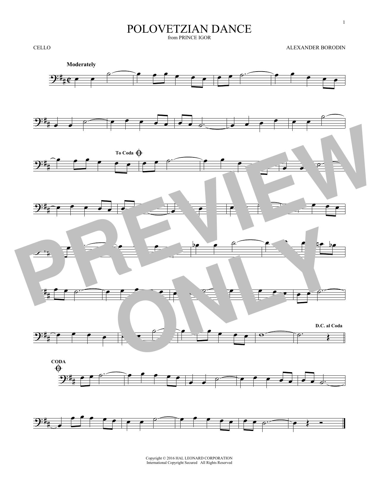 Produktgalerie: Seite 1 von 1 Polovetsian Dances, Alexander Borodin, Violoncello