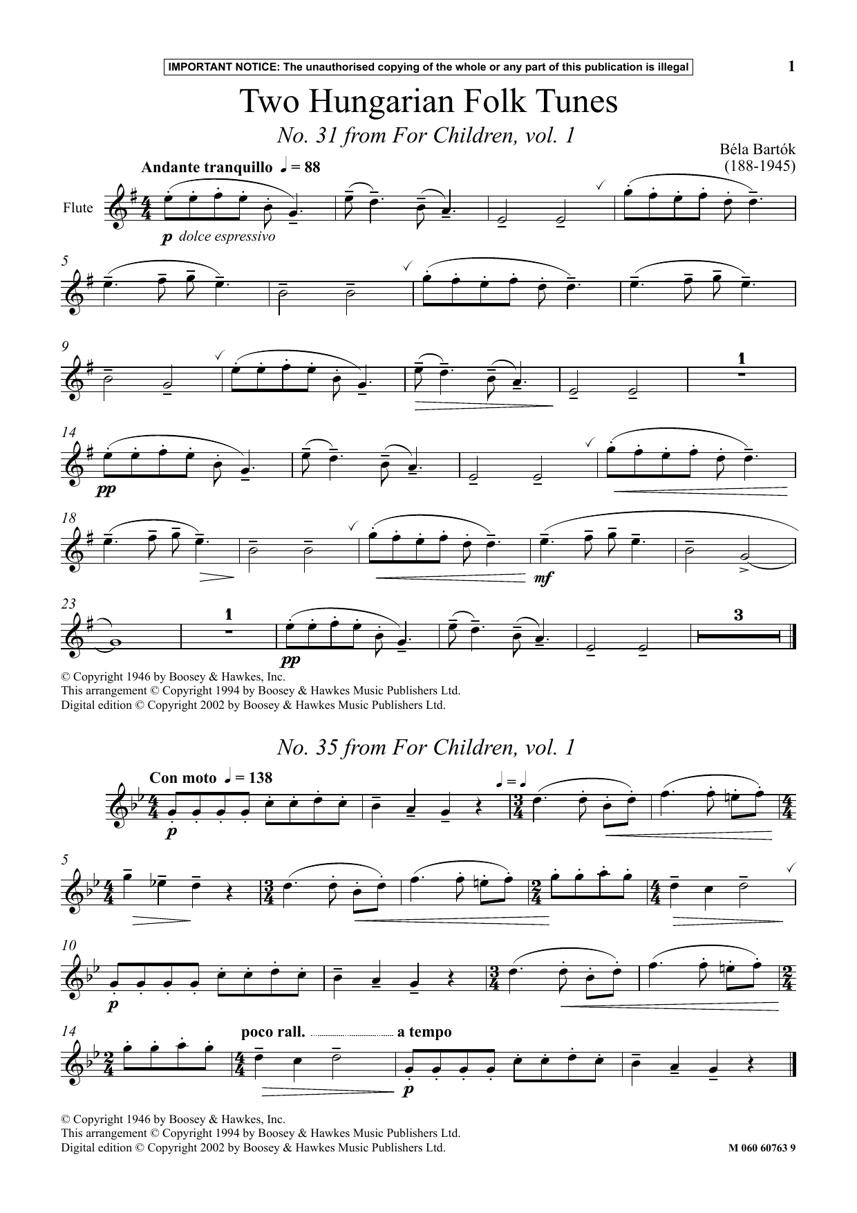 Produktbild zu: Two Hungarian Folk Tunes (No. 31 from For Children, Vol. 1)