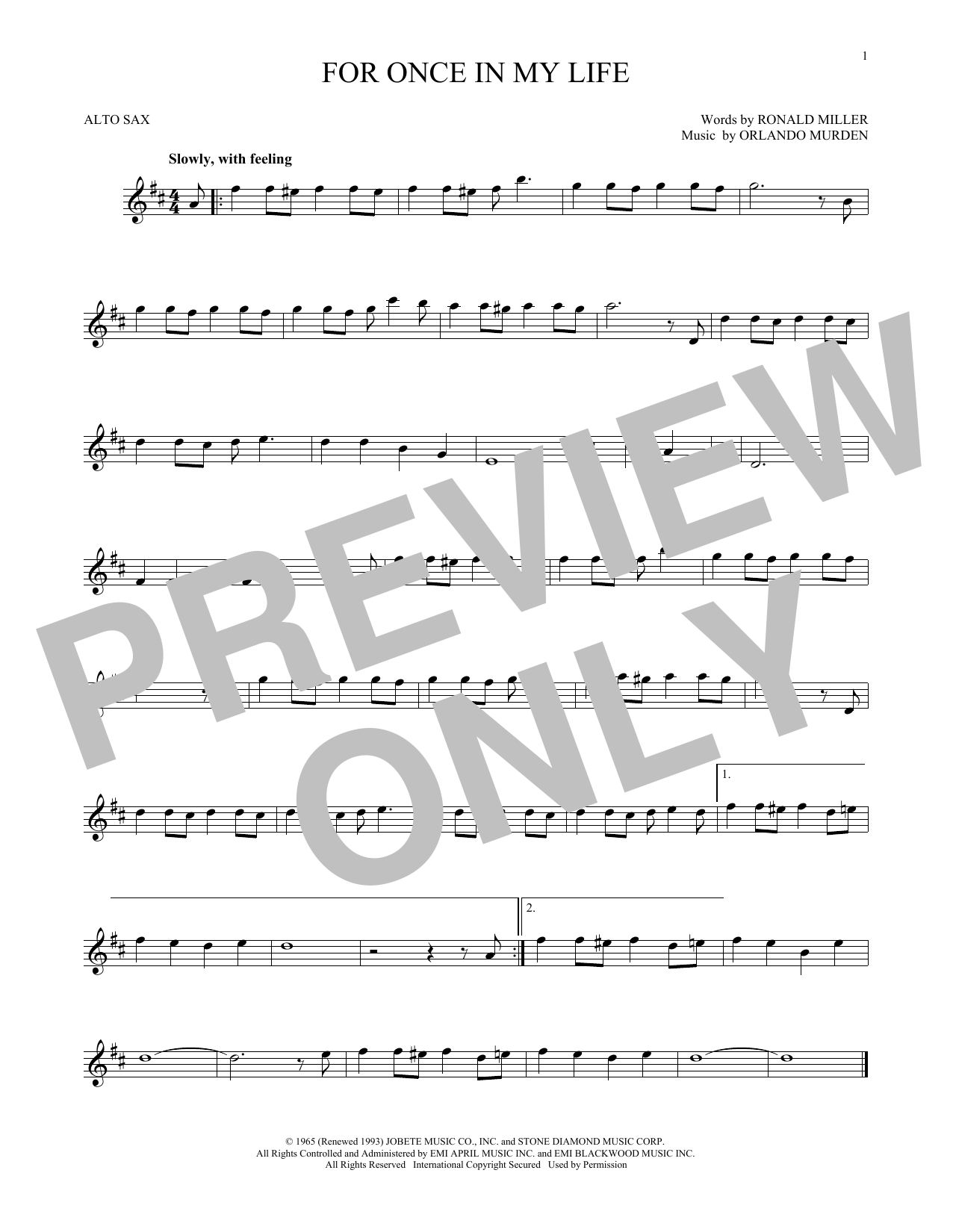 Product gallery: Page 1 of 1 For Once In My Life, Stevie Wonder