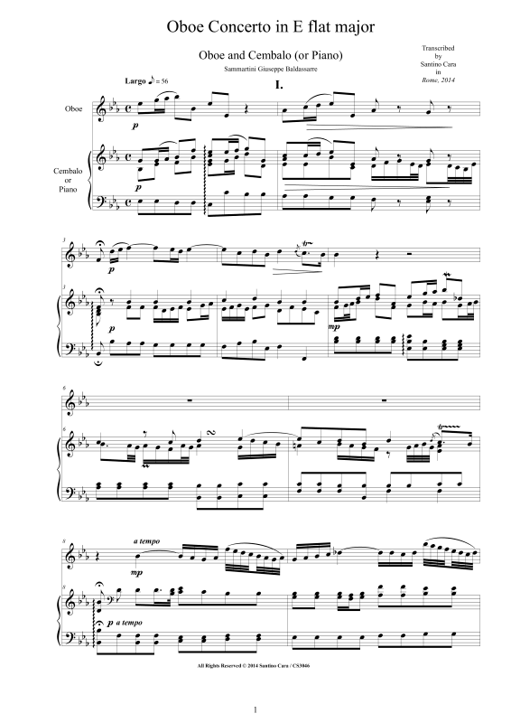 Produktbild zu: Oboen Konzert in Es-DurGiuseppe Baldassare Sammartini