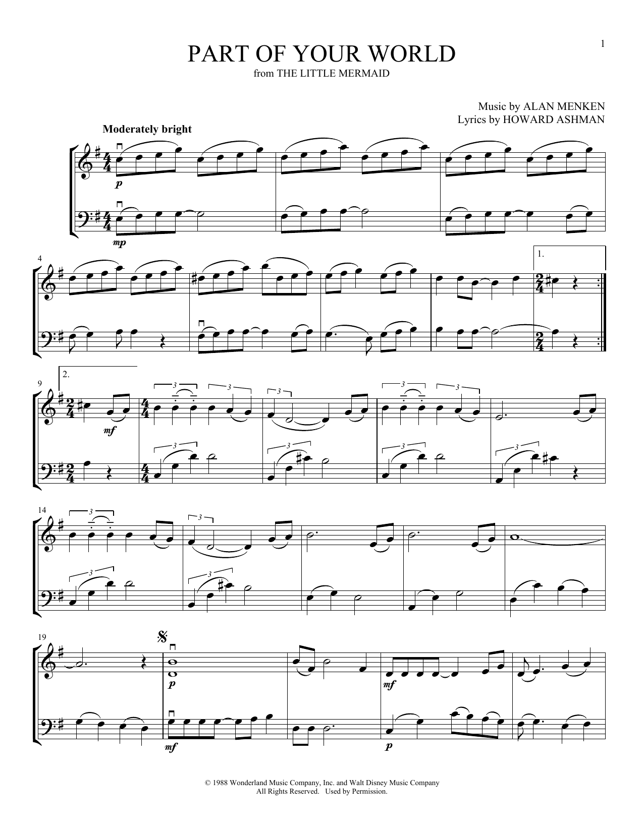 Produktgalerie: Seite 1 von 1 Part Of Your World (from The Little Mermaid) (arr. Michelle Hynson), Howard Ashman