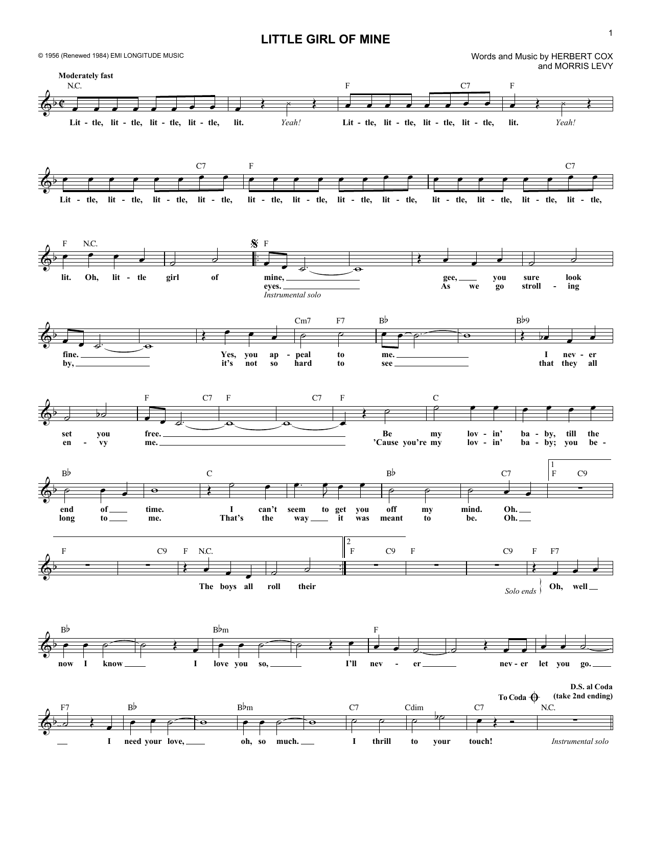 Produktgalerie: Seite 1 von 1 Little Girl Of Mine, The Cleftones, Melodieinstrument