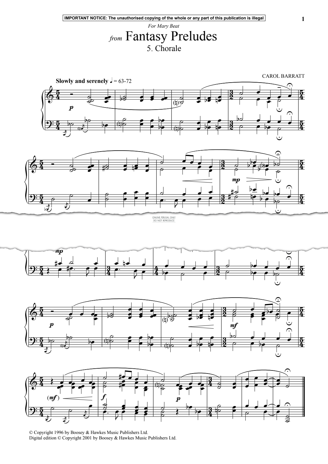 Produktgalerie: Seite 1 von 1 Chorale from Fantasy Preludes, Carol Barratt, Klavier