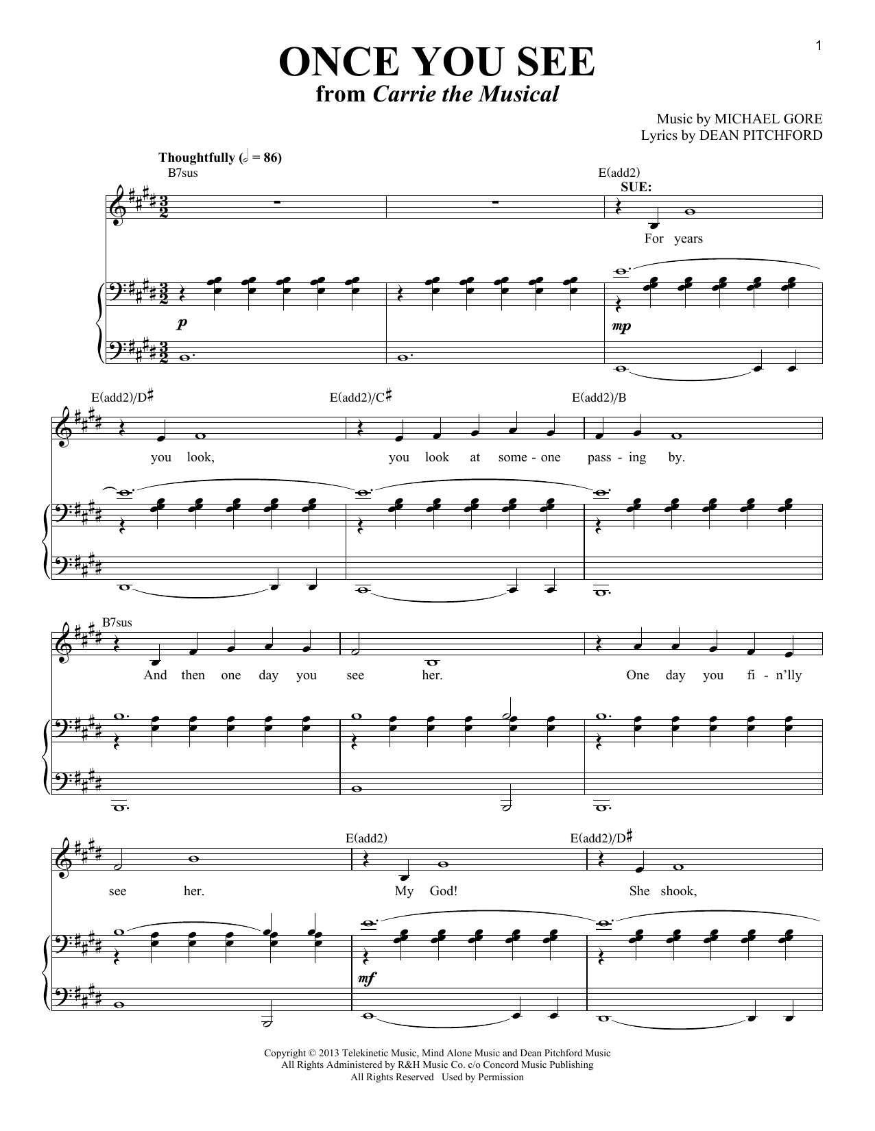 Produktgalerie: Seite 1 von 1 Once You See (from Carrie The Musical), Michael Gore, Gesang, Klavier