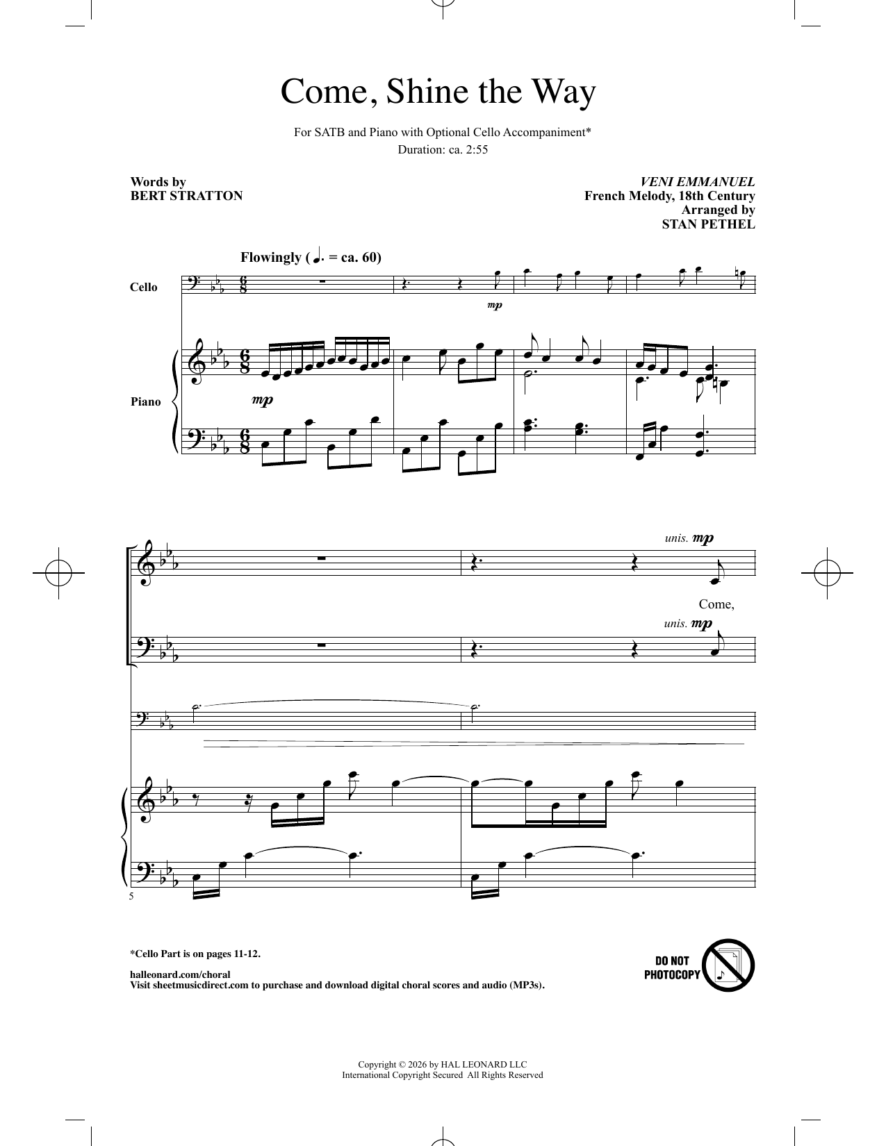 Product gallery: Page 1 of 1 Come, Shine The Way (arr. Stan Pethel), Bert Stratton