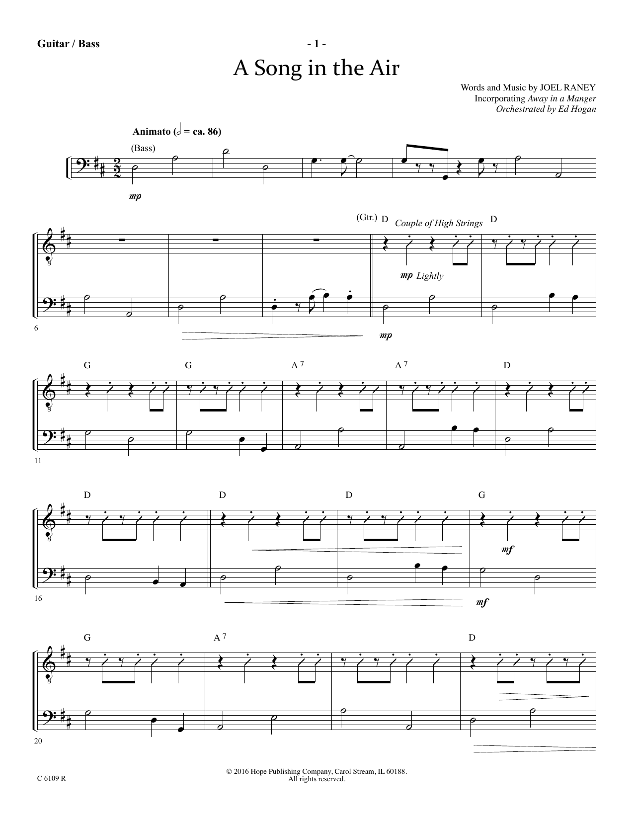 Product picture to: A Song In The Air - Acoustic Guitar/Electric Bass