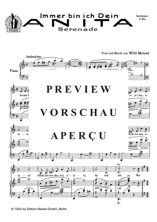 Produktgalerie: Seite 3 von 5 Immer bin ich Dein Anita, , Klavier und Gesang