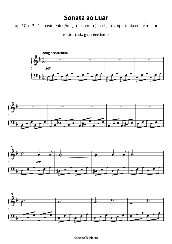 gallery: Sonata ao Luar - Edição simplificada para iniciantes de piano, , Klavier Solo