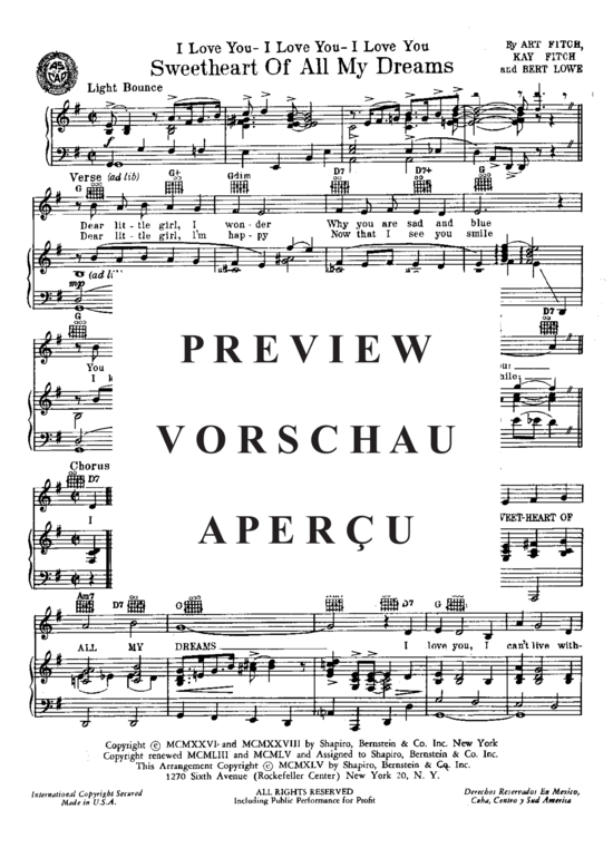 Produktgalerie: Seite 3 von 8 Sweetheart Of All My Dreams , Popular Standard, Klavier und Gesang