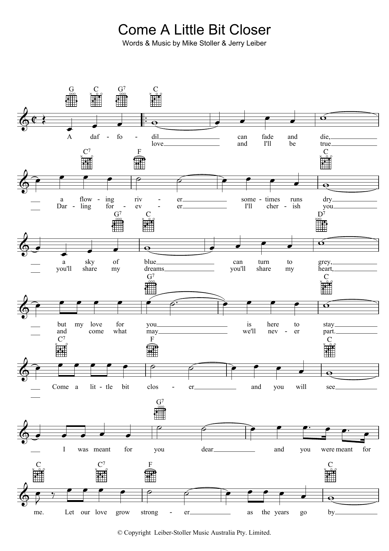 Produktgalerie: Seite 1 von 1 Come A Little Bit Closer, Jerry Leiber & Mike Stoller, Melodieinstrument