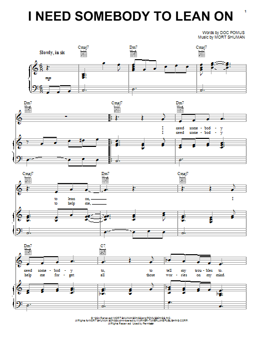 Produktgalerie: Seite 1 von 1 I Need Somebody To Lean On, Elvis Presley, Gesang, Gitarre, Klavier