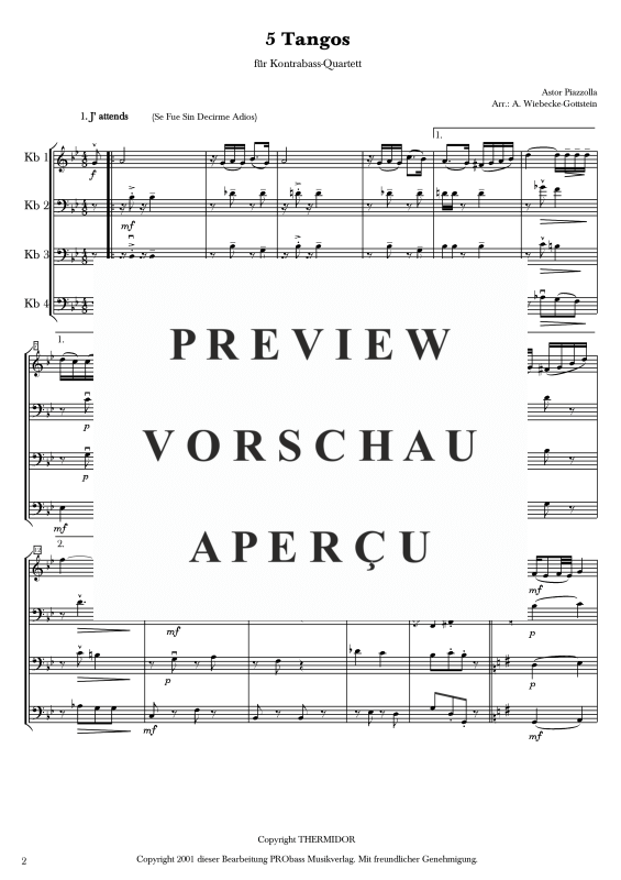 gallery: Tango Basso, , Double Bass Quartet - Score