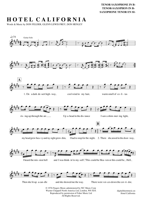 Product picture to: Hotel CaliforniaEagles