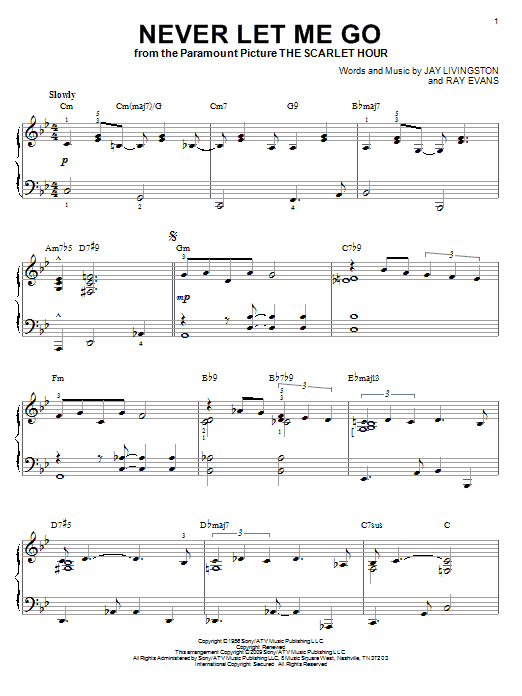 Product gallery: Page 1 of 1 Never Let Me Go [Jazz version] (arr. Brent Edstrom), Dinah Washington