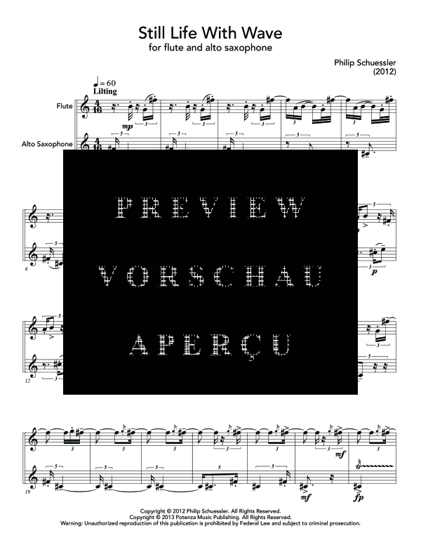 Product gallery: Page 6 of 11 Still Life with Wave, , (woodwind duet flute and alto saxophone)